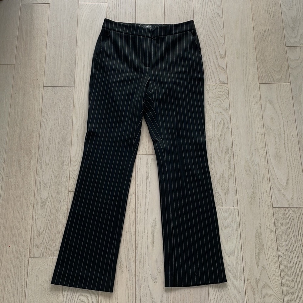White House Black Market Black Pinstripe Boot-Cut Pants - Picture 2 of 8